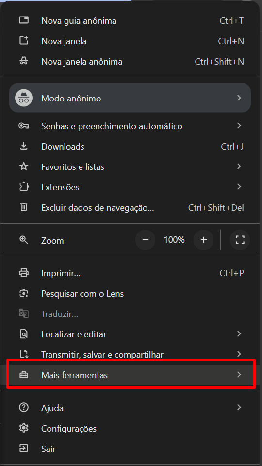 Personalização Google Chrome | menu 3 pontos